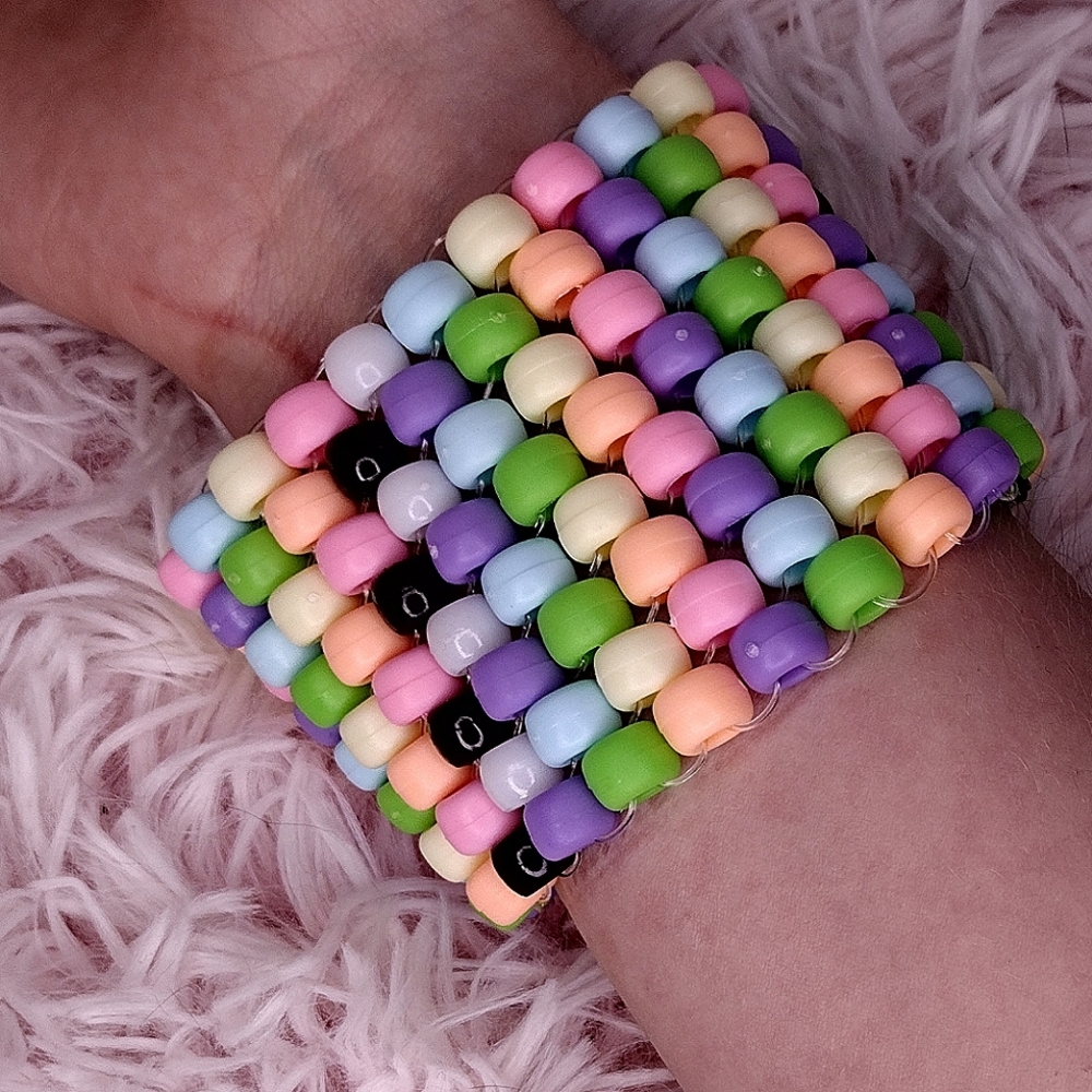 ALIEN Rainbow Pastel Matte Kandi Cuff Bracelet - Picture 8 of 8